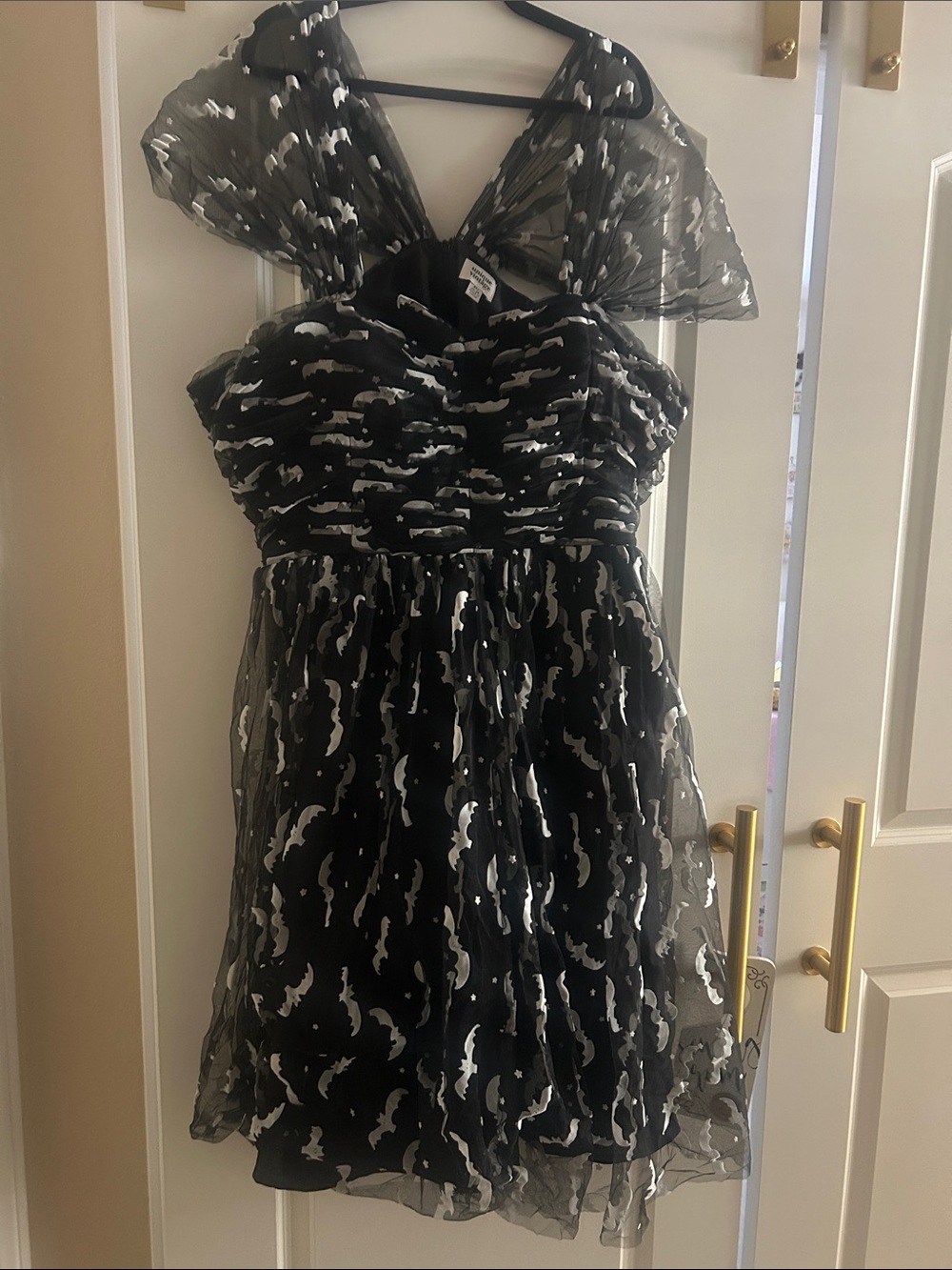Unique Vintage Black and White Bat tulle dress